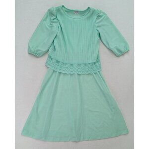 Sandi Dee Vintage 80s Women's Dress Size 9/10 Mint Green Micro-pleated